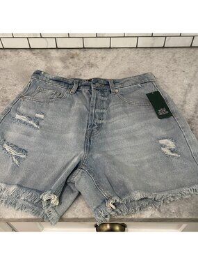 Wild Fable Shorts Womens 8 Blue Denim Super High Rise Cutoff Frayed 4.5 Inseam